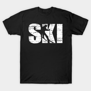 Distressed Look Skiing Gift For Skiers T-Shirt